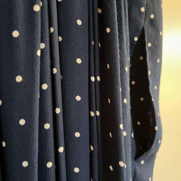 Madewell Wide Leg Jumpsuit in Navy Blue Polka Dot - Picture 8 of 9